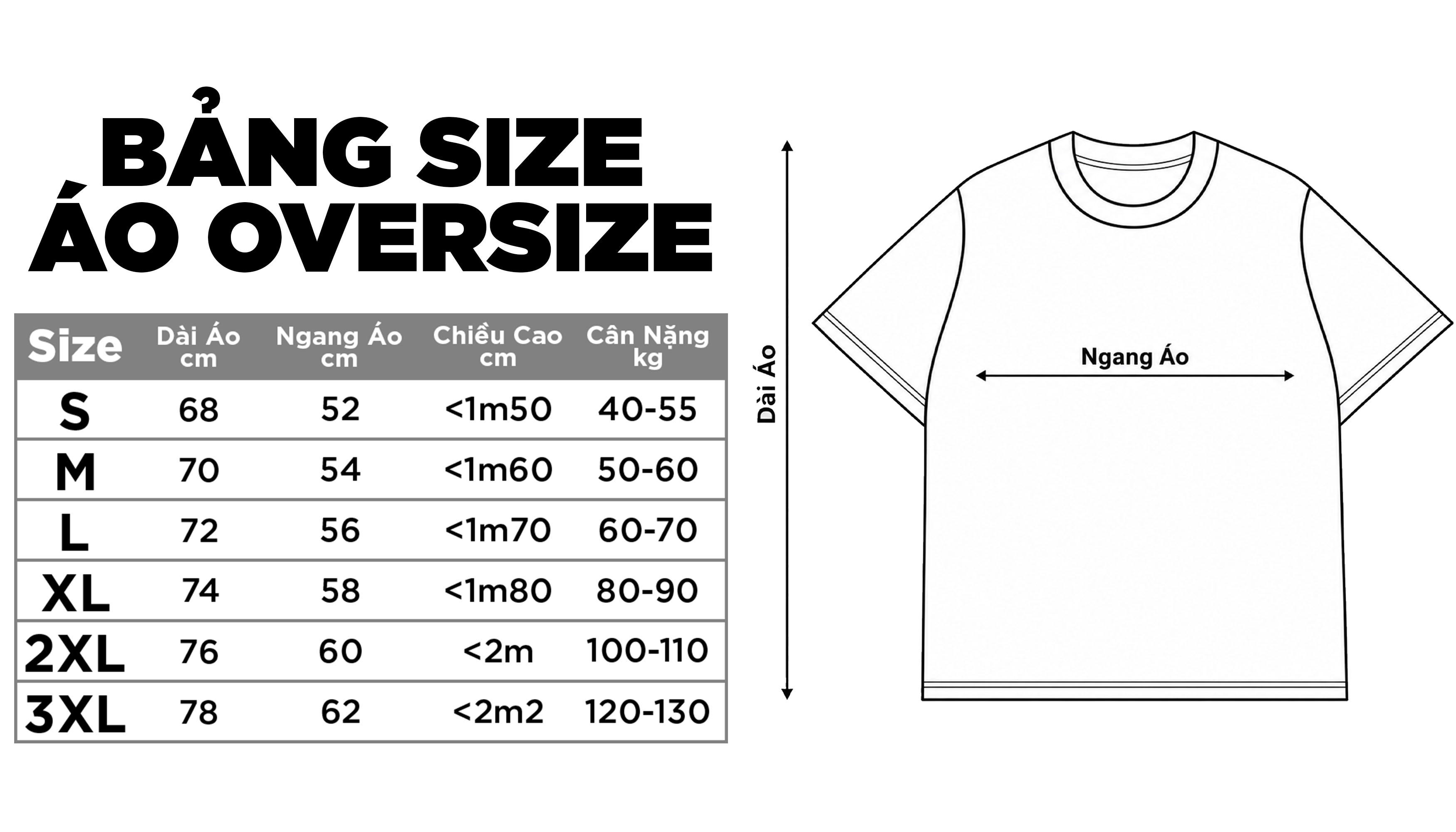 Bảng hướng dẫn chọn size áo