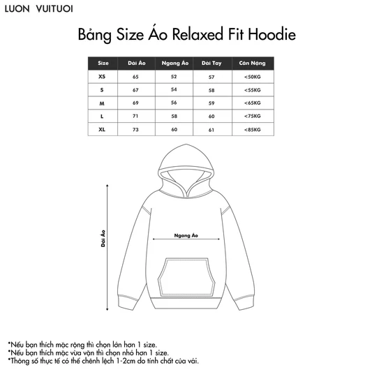 Bảng hướng dẫn chọn size áo